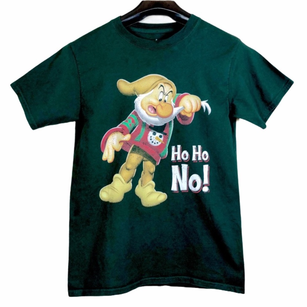 Disney Grumpy Dwarf Christmas Green T-Shirt Top